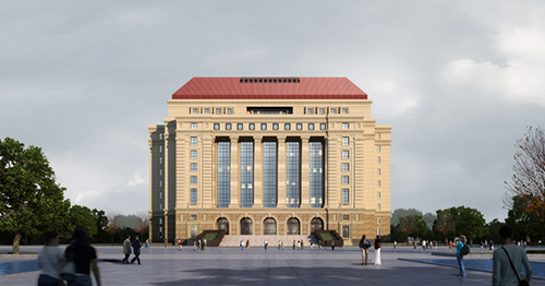 青島市副市長(zhǎng)徐振溪視察青島中建聯(lián)合代建的山東大學(xué)青島校區(qū)圖書(shū)館工程(圖1)